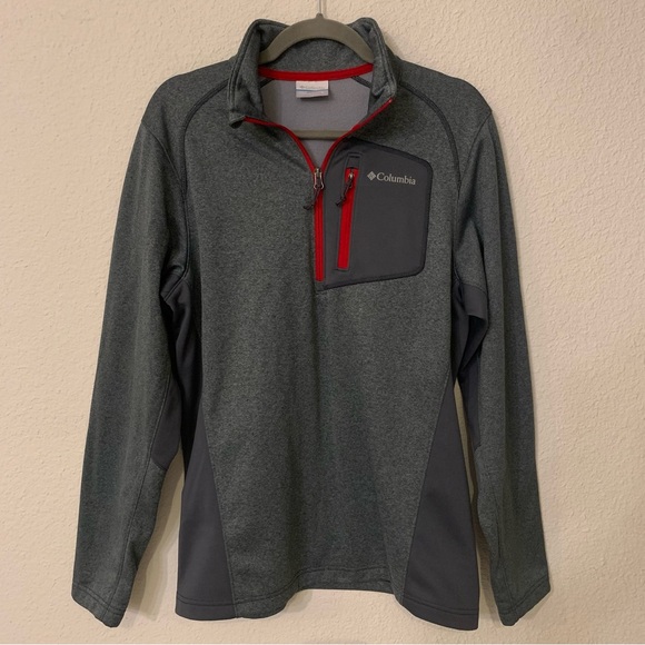 Columbia men’s small grey and red quarter zip pullover sweatshirt - Picture 1 of 5